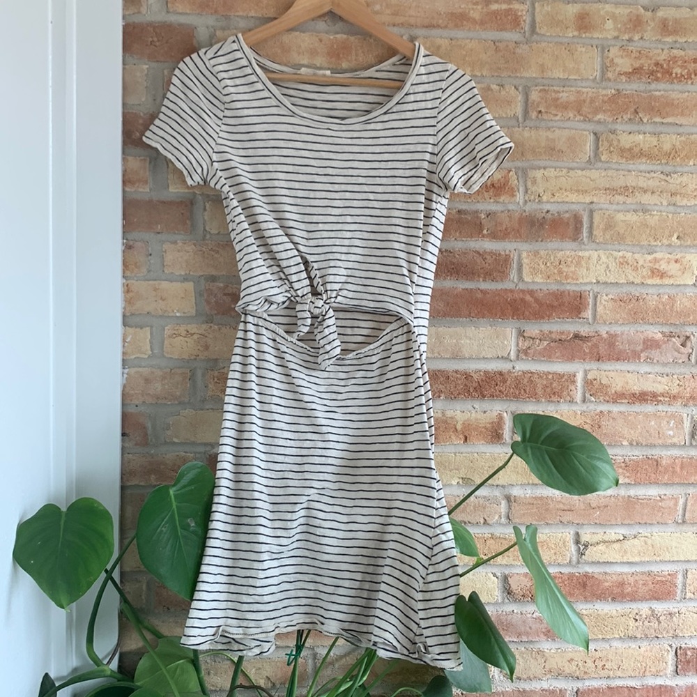 Striped mini dress with cutout